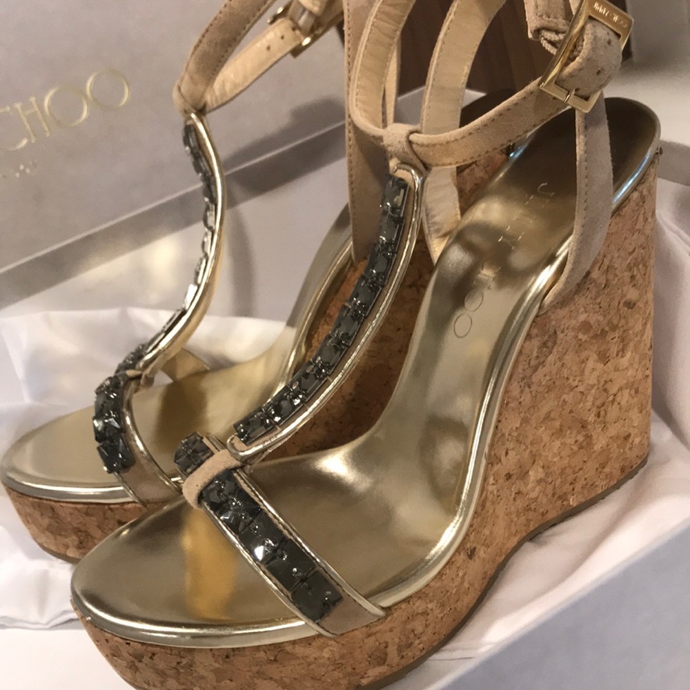 Jimmy Choo Wedges Worn Once With Box & Travel Bag - image 4